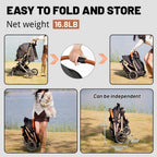 EchoSmile Small Medium Dogs Stroller 4-Wheel Pet Strollers for Medium Dogs Up to 50lbs, One Click Folding Large Cat Stroller, Reversible Handle, Shock Absorbing Wheels, Removable Washable Pad