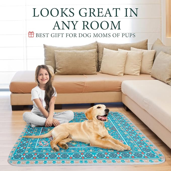 Homimp Washable Pee Pads for Dogs,Extra Large 2 Pcs Reusable Puppy Pads Waterproof,Absorbent and Leakproof Dog Pee Pads,Non Slip Puppy Training Pads,Pet Mat for Floor,Crate,Couch,Whelping,Blue 48"x48"