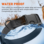 Dogline Biothane Waterproof Dog Collar with Quick Release Buckle Strong Coated Nylon Webbing with Odor- Proof for Easy Care Easy to Clean Fits Small Medium or Large Dogs, Black 3/4" W 12-19" L