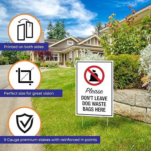 No Pets Allowed in Athletic Field Areas (2 Pack) Double Sided 12x18 Inches, Corrugated Plastic with Metal H Stake, Made in USA