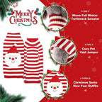 PETCARE Santa Dog Sweater Christmas Funny Cute Red Striped Cat Sweater Vest Pet Holiday Dog Clothes Puppy Sweaters for Small Medium Large Dogs Cats Fall Winter Outfits Xmas Dogs Costume,XX-Large