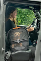 Pet Gear No-Zip View 360 Ultra Lite Pet Safety Carrier & Car Seat for Small Dogs & Cats Push Button Entry, 15", Onyx