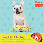 Fisher-Price for Pets School Bus Rope Toy for Dogs, Dog Tug Toy with Rope, Plush Dog Toy with Squeaker Inside, Developmental Dog Toys