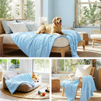 Luciphia Premium Cooling Dog Blanket Washable Q-MAX>0.5 Small Medium Large Pet Mat Puppy Cat Self-Cooling Soft Breathable Calming Throw for Sofa Crate Bed (Light Blue,25x35 inches)