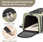 Petsfit Expandable Rabbit Carrier Bunny Carriers, 16 Inch Airline Approved Pet Carrier with 2 Extensions, Soft Washable Cushion, Self-Locking Zipper Head, Built-in Safety Rope, Fit for Travel