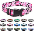 Mercano Adjustable Dog Collar - Special Design Patterns, Soft Nylon Comfortable Sturdy Pet Collar for Small Medium Large Dogs (L, Dog Camouflage Pink)