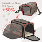 Petsfit Expandable Cat Carrier Dog Carriers,Airline Approved Soft-Sided Portable Pet Travel Washable Carrier for Kittens,Puppies,Removable Soft Plush mat and Pockets,Locking Safety Zippers
