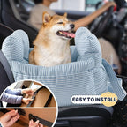 Dog Car Seat for Small Dogs, Portable Puppy Car Seat of Easy Installation, Fashionable Pet Carrier Bag with Large Pockets, Machine Washable Dog Booster Seat (Striped Blue)