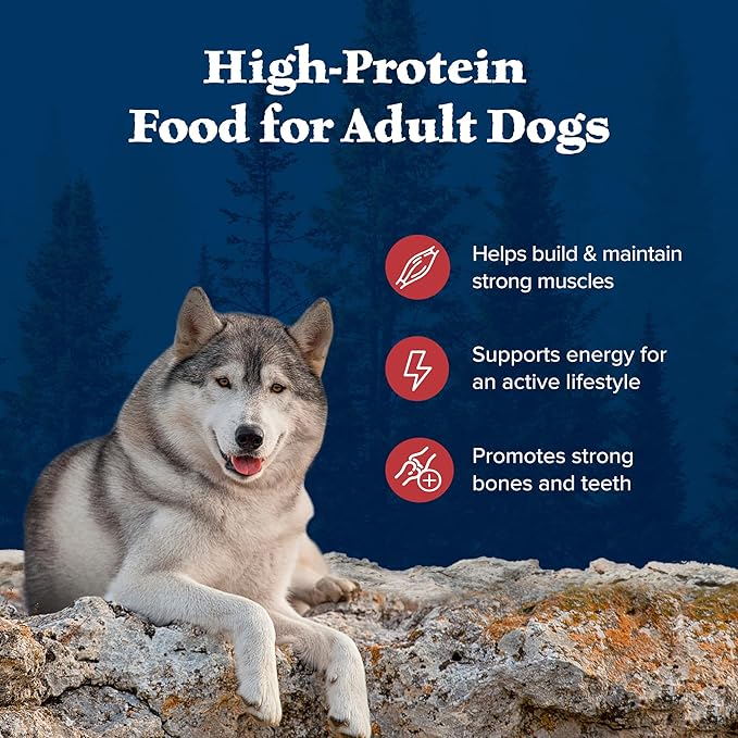 Blue Buffalo Wilderness Rocky Mountain High-Protein Adult Dry Dog Food Wholesome Grains Red Meat, 24lb. Bag