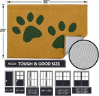 Buganda Dog Door Mat for Muddy Paws, Absorbent Dirt Trapper Washable Indoor Doormats, Non Slip Low-Profile Mud Mat for Dogs, Front Entrance Doormat for Inside Floor (30x20 Inches, Yellow and Green)