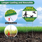 Clean UP After Your Dog Signs, 4-Pack 10"x10" Double-Sided Metal Stakes Smile Your on Camera Signs, Pick Up After Your Dog Sign for Yard