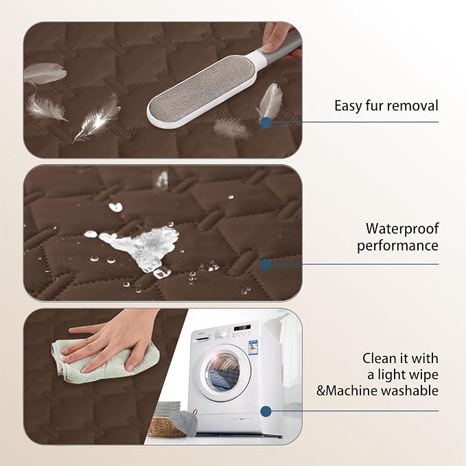 gogobunny 3X Stronger Waterproof Pet Blanket, Scratch Proof Furniture Protector for Dogs Cats, Reversible Cover 82x120 Inch, Dark Chocolate