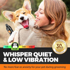Whisper Quiet Dog Nail Grinder with 4 LED Lights, Safe & Stress-Free for Sensitive Dogs of All Breeds & Sizes, 3 Grinding Bits, 3-Speed, Pet Nail Trimmers, Rechargeable Painless Grooming Kit White