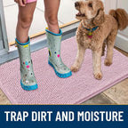 Smiry Dog Door Mat for Muddy Paws 59x35, Absorbs Moisture and Dirt Doormat, Non-Slip Washable Quick Dry Chenille Front Door Mat Indoor Entrance, Entryway Carpet for Inside Floor, Dusty Rose