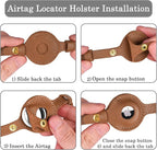 OOPSDOGGY Leather AirTag Cat Collar with Bell - Non Breakaway Kitten Collar with Apple Air Tag Holder - Lightweight GPS Pet Collars for Girl Boy Cats, Small Dogs, Puppies (Brown)