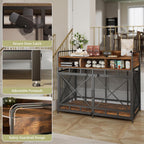 Dog Crate Furniture, 48" Heavy Duty Wooden Dog Crate End Table, XL Dog Kennel Furniture Large Breed, Decorative Dog Kennel Indoor with 3 Drawers & Steel Tubes 48" L x28 W x38 H (Rustic Brown)