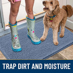 Smiry Dog Door Mat for Muddy Paws 40x32, Absorbs Moisture and Dirt Doormat, Non-Slip Washable Quick Dry Chenille Front Door Mat Indoor Entrance, Entryway Carpet for Inside Floor, Airy Blue