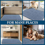 OLANLY Dog Door Mat for Muddy Paws 34x21, Absorbs Moisture and Dirt, Absorbent Non-Slip Washable Doormat, Quick Dry Chenille Mud Mat for Dogs, Entry Indoor Entryway Carpet for Inside Floor, Airy Blue