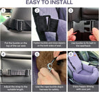 Dog Car Seat for Small Medium Dogs Up to 40lbs, Detachable Washable Soft Pet Booster Travel Bed for Front & Purple Seat with Safety Leash Belt