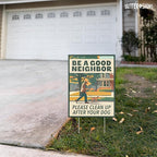2pk Clean Up After Your Dog Signs | No Dog Poop Signs for Yard Lawn | Corrugated Plastic with H-Frame Metal Stakes, 9" x 12"
