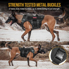 OneTigris Large Tactical Dog Harness, No Pulling Adjustable Dog Vest Harness, Heavy Duty Dog Harness with Handle, Large Hook and Loop Panels for Patch(Black,S)