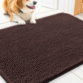 Smiry Dog Door Mat for Muddy Paws 30x20, Absorbs Moisture and Dirt Doormat, Non-Slip Washable Quick Dry Chenille Front Door Mat Indoor Entrance, Entryway Carpet for Inside Floor, Brown