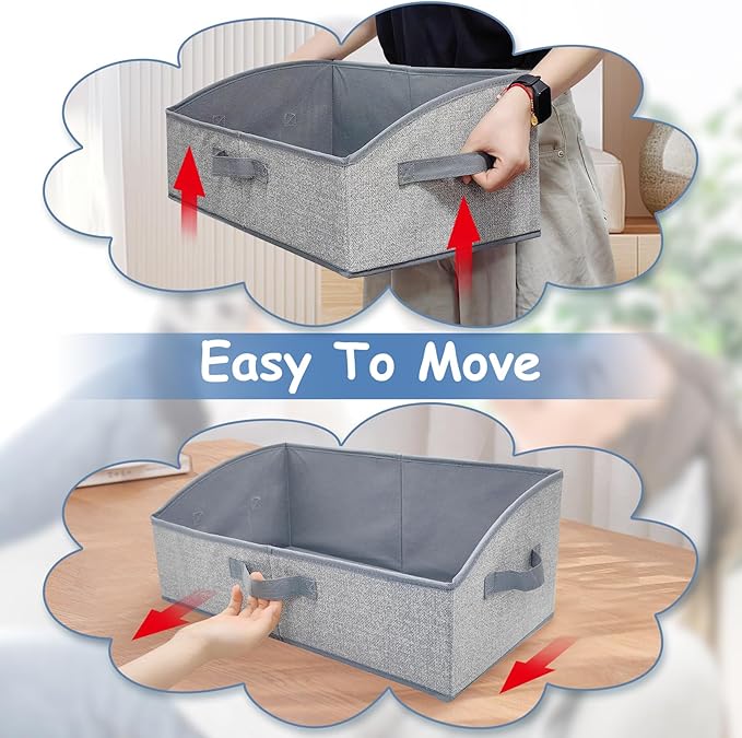 VCEPJH Dog Toy Basket Storage Box, 2 Pack Foldable Pet Toy Basket Shallow Puppy Toy Bin with Handles for Organizing Chew Toys Leashes Clothes Blankets And Accessories(Gray), TP062-2