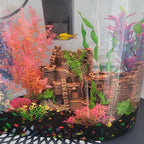 Aquarium Resin Castle Decoration,Ancient Design Fish Tank Ornaments Betta Hideout Stone Cave Accessories for Shrimp Turtle Guppy Crabs (3Pcs)
