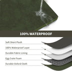Flat Extra Large Dog Bed, Jumbo Waterproof Dog Bed for Large Dogs, Orthopedic Egg Crate Foam Pet Mat with Removable Washable Cover, Olive Green