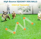 SHARLOVY 3'' Squeaky Balls for Small Dogs, 4 Colors Spiky Dog Balls for Puppy Teething, Durable Puppy Chew Toys for Teething, Indestructible Toys to Fetch and Train, BPA Free Non-Toxic