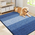 Smiry Dog Door Mat for Muddy Paws, Absorbs Moisture and Dirt, Low-Profile Entryway Mat with Non-Slip Backing, Entry Indoor Outdoor Doormat for Inside Floor (40x32 Inches, Navy Blue, Striped)