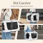 Large Cat Carrier for Cats Collapsible Soft Pet XL Crate for Large/Medium Cats 15lbs+ Car Travel Portable Bag with Water Bottle Slot Ideal for Long Trips (Blue, 20.0"L x 14.0"W x 14.0"H)