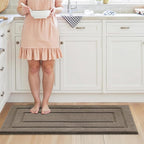 GRANNY SAYS Kitchen Mats for Floor Resist Dirt Kitchen Rugs Non Slip Washable, Long Rug Runner for Sink Laundry Thick Durable Polypropylene Comfort Standing, 47" x 20", Light Brown
