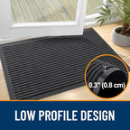 OLANLY Front Door Mat Indoor Outdoor Entrance, Waterproof Heavy Duty Doormat, Fade Resistant, Low Profile, Easy Clean Patio Porch Welcome Floor Mats for Entry, 59x30, Charcoal Grey
