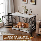 COZPAW Large Dog Crate Furniture - 48 inch Heavy Duty Dog Kennel Indoor for XLarge Breed with Double Doors, Wooden Dog Cage XL Modern Decorative End Table Pet House (White)