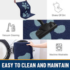 Smiry Dog Door Mat for Muddy Paws, Absorbs Moisture and Dirt, Low-Profile Entryway Mat with Non-Slip Backing, Entry Indoor Outdoor Doormat for Inside Floor (36x24 Inches, Dark Blue, Paw)
