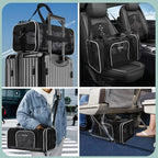 Small Pet Carrier 17" L x 11" W x 9.5" H Airline Approved, Black | for Alaska Airlines, Lockable Safety Zippers and Anti-Scratch Mesh, Pets Under 10 lbs