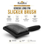 Kenchii Long Pin Slicker Brush for Dogs (Poodles, Doodles, Goldendoodles, Labradoodles), Professional Grooming Brush for Detangling, Fluffing & Dematting, Non-Slip Comfort Handle (Black)