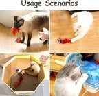 Migipaws Interactive Cat Ball Toy Set, Fun Tracker, Automatic Rolling Chase Ball with Fluffy Tail, A Small Mice, Rechargeable (White)