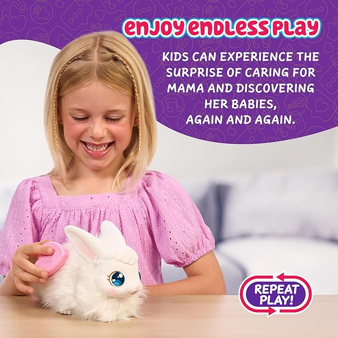 Little Live Pets Bunny Mama Surprise Toy Set, Hutch Interactive Animal Playset with 3 Surprise Babies, 20+ Sounds, Bunny Accessories for Girls Ages 3+
