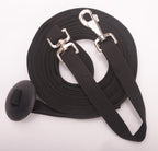 Cord Cotton Lunge Line with Rubber Stop，Equine Lunge Line for Horses with Swivel Bolt Snap，24 ft (Black, 24ft)