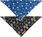 Realeaf Happy New Year Dog Bandanas 2 Pack, Reversible Holiday Pet Scarf for Boy and Girl, Premium Durable Fabric, Bandana for Small Medium Large and XLarge Dogs (Large)
