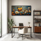 Large Butterfly Daisy Wall Art for Living Room, Floral Landscape Canvas Oversized Wall Decor, Flower Scenery Aesthetics Framed Pictures Painting Print Artwork for Bedroom Office 60"L x 30"W