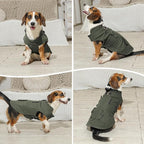 Workwear Style Dog Coats with Harness Built in for Small Dogs Windproof Warm Puppy Jacket with Storage Pockets for Cold Winter,Green XL