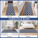 U'Artlines Runner Rug for Hallway 2×6feet Non Slip Kitchen Floor Carpet Runners Blue Geometric Pattern Machine Washable Area Rug for Entryway Bathroom