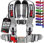 1pc 50 Cal Silver 4 Point Harness 3" straps, Racing Harness Seat Belt | Ultra Kush padding, Push Button quick release hardware. Universal Fit for UTV, RZR, race car