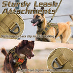 rabbitgoo Tactical Dog Harness Medium Sized Dog, No Pull Military Service Vest with Handle & Molle, Easy Control for Training Walking, Adjustable Reflective Straps, Brown, M