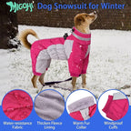 MIGOHI Full Body Dog Coat - Warm Reflective Large Dog Winter Coat with Harness,Turtleneck Fleece Jacket for Dogs,Four-Leg Windproof Puffer Jackets Snowsuit with Zipper for Small Medium Large Dogs,XL