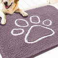 OLANLY Dog Door Mat for Muddy Paws 30x20, Paw Print Design, Absorbs Moisture and Dirt, Absorbent Non-Slip Washable Doormat, Quick Dry Chenille Mud Mat, Entry Indoor Entryway Carpet, Deep Plum