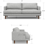 SIMPLIHOME Livingston 76-inch Wide Sofa in Mist Grey Woven-Blend Fabric, Handcrafted Loveseat Couch for Living Room or Family Room, Mid-Century Modern Style, Solid Wood Frame